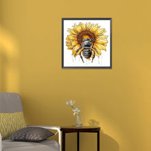 Load image into Gallery viewer, Bee Sunflower 30*30CM(Canvas) Full Round Drill Diamond Painting
