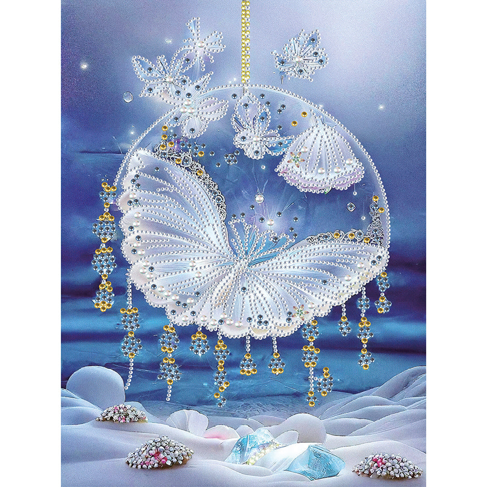 Blue Water Drop Pendant 30*40CM(Canvas) Partial Special Shaped Drill Diamond Painting