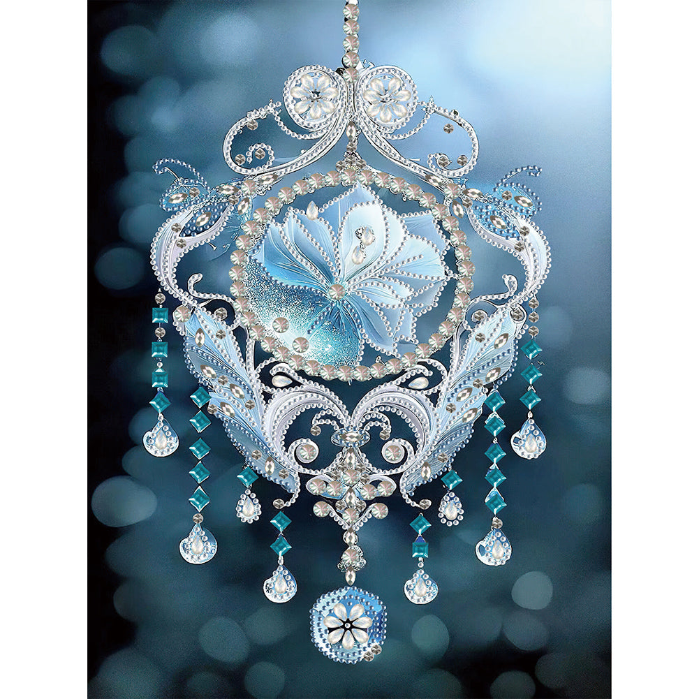 Blue Water Drop Pendant 30*40CM(Canvas) Partial Special Shaped Drill Diamond Painting