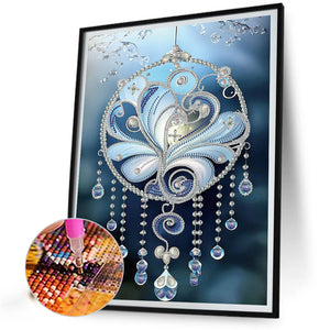 Blue Water Drop Pendant 30*40CM(Canvas) Partial Special Shaped Drill Diamond Painting