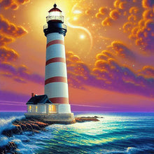 Load image into Gallery viewer, Cross Sea Lighthouse 30*30CM(Canvas) Full Round Drill Diamond Painting
