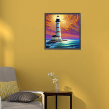 Load image into Gallery viewer, Cross Sea Lighthouse 30*30CM(Canvas) Full Round Drill Diamond Painting
