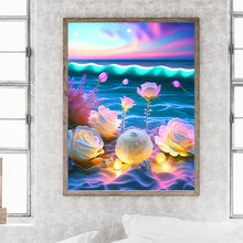 Load image into Gallery viewer, Glowing White Rose 30*40CM(Picture) Full Square Drill Diamond Painting
