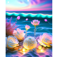 Load image into Gallery viewer, Glowing White Rose 40*50CM(Picture) Full Square Drill Diamond Painting
