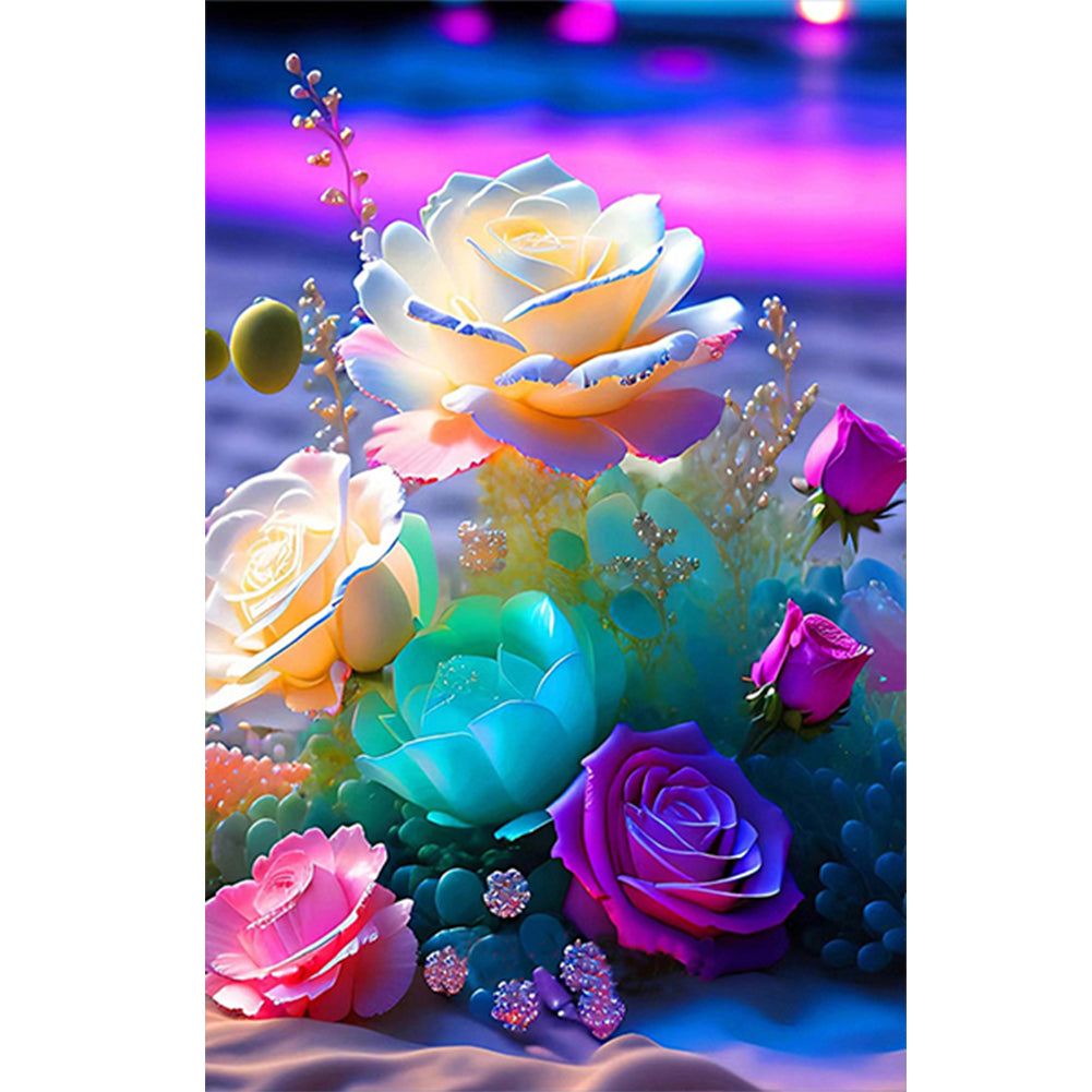 Glowing Roses 20*30CM(Picture) Full Square Drill Diamond Painting