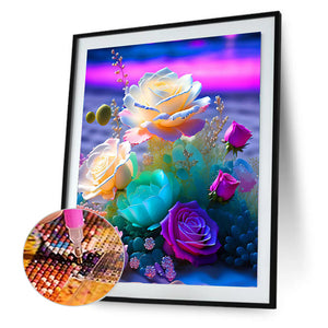 Glowing Roses 40*50CM(Picture) Full Square Drill Diamond Painting