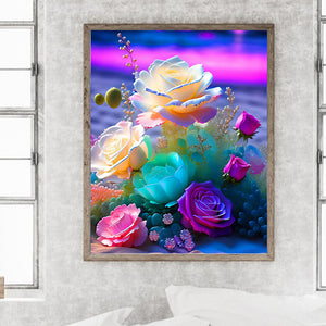 Glowing Roses 40*50CM(Picture) Full Square Drill Diamond Painting