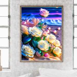 Glowing Roses 30*40CM(Picture) Full Square Drill Diamond Painting