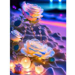 Glowing Roses 30*40CM(Picture) Full Square Drill Diamond Painting