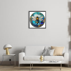 Round Plate Glass Bee 30*30CM(Canvas) Full Round Drill Diamond Painting