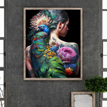 Load image into Gallery viewer, Girl With Peacock Back Print 40*50CM(Canvas) Full Round Drill Diamond Painting
