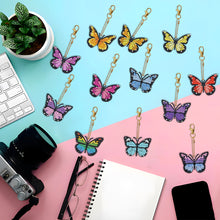 Load image into Gallery viewer, 12pcs Diamond Art Key Rings Hanging Ornaments 5D DIY Butterfly Bag Pandant Gifts
