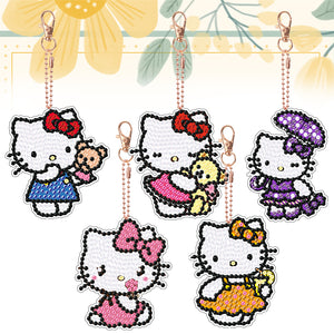 DIY Diamond Art Keychains Handmade Gem Keychains Lady Bag Pendant (Kitty Cat)