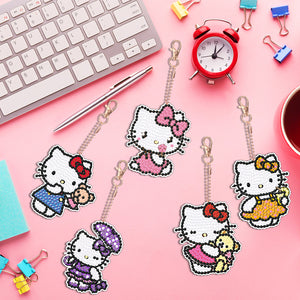 DIY Diamond Art Keychains Handmade Gem Keychains Lady Bag Pendant (Kitty Cat)