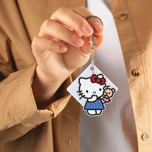 DIY Diamond Art Keychains Handmade Gem Keychains Lady Bag Pendant (Kitty Cat)
