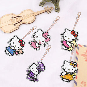 DIY Diamond Art Keychains Handmade Gem Keychains Lady Bag Pendant (Kitty Cat)