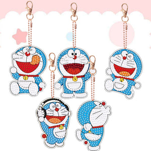 DIY Diamond Art Keychains Handmade Gem Keychains Lady Bag Pendant (Doraemon)
