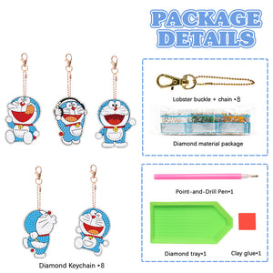 DIY Diamond Art Keychains Handmade Gem Keychains Lady Bag Pendant (Doraemon)