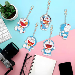 DIY Diamond Art Keychains Handmade Gem Keychains Lady Bag Pendant (Doraemon)
