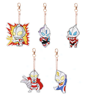 DIY Diamond Art Keychains Handmade Gem Keychains Lady Bag Pendant (Ultraman)