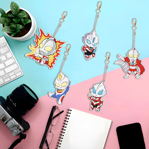 DIY Diamond Art Keychains Handmade Gem Keychains Lady Bag Pendant (Ultraman)