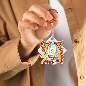 DIY Diamond Art Keychains Handmade Gem Keychains Lady Bag Pendant (Ultraman)