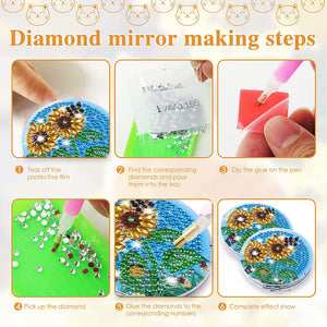 DIY Diamond Painting Makeup Mirror Paint by Number Kits Sunflower (038)