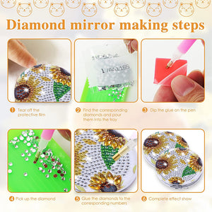 DIY Diamond Painting Makeup Mirror Paint by Number Kits Sunflower (040)