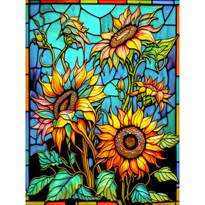 Sunflower Glass Painting 30*40CM(Canvas) Full Round Drill Diamond Painting