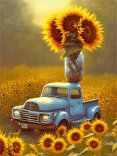 Load image into Gallery viewer, Sunflower And Car 30*40CM(Canvas) Full Round Drill Diamond Painting
