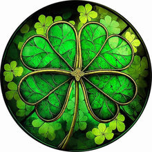 Load image into Gallery viewer, Round Plate Glass Four-Leaf Clover 30*30CM(Canvas) Full Round Drill Diamond Painting
