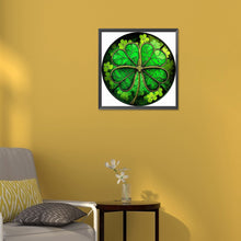 Load image into Gallery viewer, Round Plate Glass Four-Leaf Clover 30*30CM(Canvas) Full Round Drill Diamond Painting
