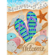 Load image into Gallery viewer, Summer Beach Slippers 30*40CM(Canvas) Partial Special Shaped Drill Diamond Painting
