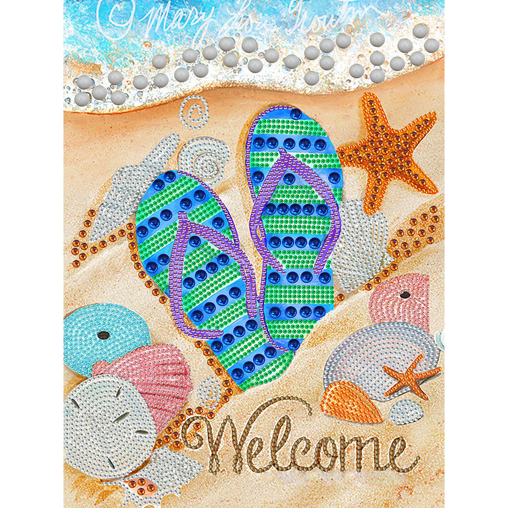 Summer Beach Slippers 30*40CM(Canvas) Partial Special Shaped Drill Diamond Painting