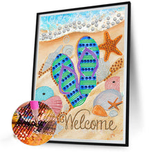 Load image into Gallery viewer, Summer Beach Slippers 30*40CM(Canvas) Partial Special Shaped Drill Diamond Painting
