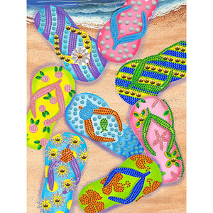 Summer Beach Slippers 30*40CM(Canvas) Partial Special Shaped Drill Diamond Painting