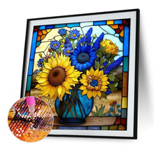 Load image into Gallery viewer, Stained Glass Sunflowers 35*35CM(Canvas) Full Round Drill Diamond Painting
