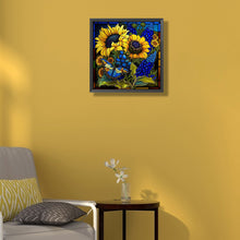 Load image into Gallery viewer, Stained Glass Sunflowers 35*35CM(Canvas) Full Round Drill Diamond Painting
