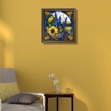 Load image into Gallery viewer, Stained Glass Sunflowers 35*35CM(Canvas) Full Round Drill Diamond Painting
