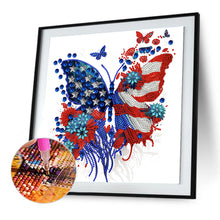 Load image into Gallery viewer, Independence Day Butterflies 30*30CM(Canvas) Partial Special Shaped Drill Diamond Painting
