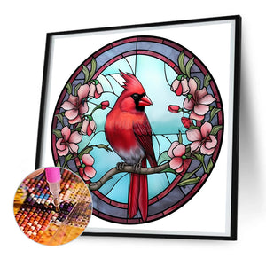 Animal Cardinal Glass Painting 30*30CM(Canvas) Full Round Drill Diamond Painting