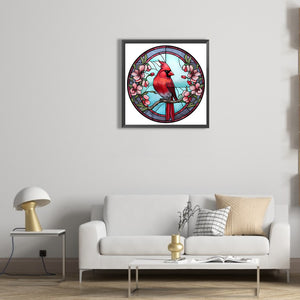 Animal Cardinal Glass Painting 30*30CM(Canvas) Full Round Drill Diamond Painting
