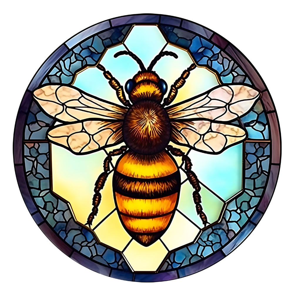 Animal Bee Glass Painting 30*30CM(Canvas) Full Round Drill Diamond Painting