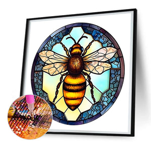 Animal Bee Glass Painting 30*30CM(Canvas) Full Round Drill Diamond Painting