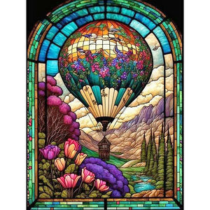 Hot Air Balloon Glass Painting 40*50CM(Canvas) Full Round Drill Diamond Painting