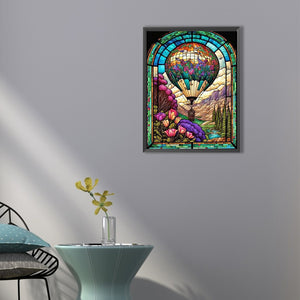 Hot Air Balloon Glass Painting 40*50CM(Canvas) Full Round Drill Diamond Painting