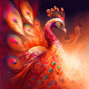 Red Peacock 30*30CM(Canvas) Full Round Drill Diamond Painting