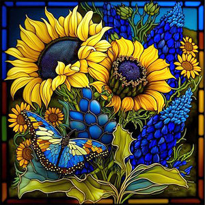 Glass Painting - Sunflower 40*40CM(Picture) Full Square Drill Diamond Painting