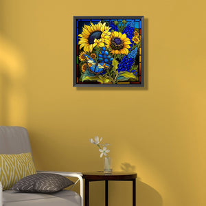 Glass Painting - Sunflower 40*40CM(Picture) Full Square Drill Diamond Painting