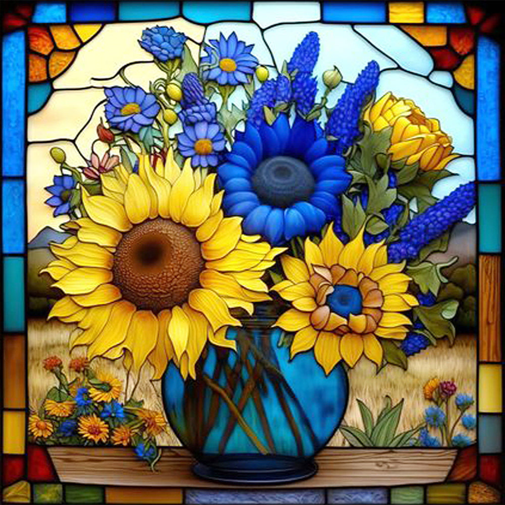 Glass Painting - Sunflower 40*40CM(Picture) Full Square Drill Diamond Painting